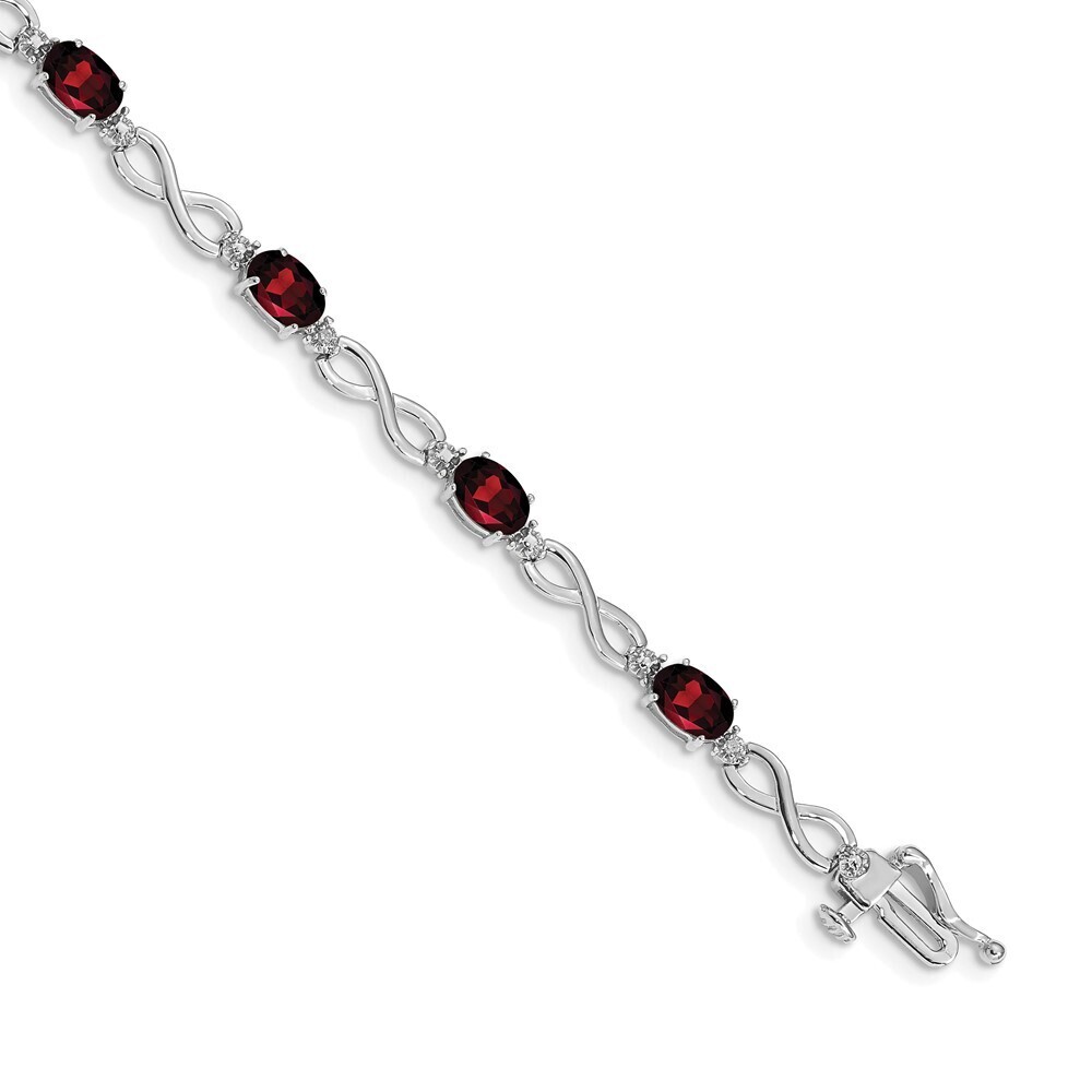14k White Gold Garnet & Diamond Infinity Bracelet